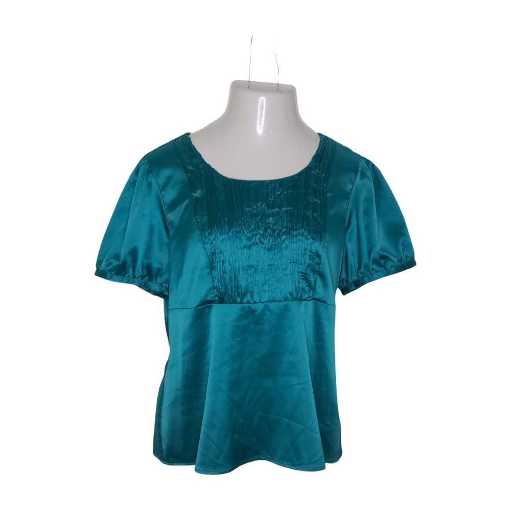 THE LIMITED Green Jewel Tone Shiny Career Pleated Top XL NEW
